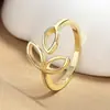 Comercio Exterior Naturaleza Humana Hoja Simple Anillo Ajustable Elegante Pequeño Fresco Anillo de Dedo Índice Cortado de Moda Nicho Anillo Liso