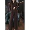 Nova coleção de outono feminino moda de rua salgada frita alta qualidade para o dia a dia gola polo manga longa camiseta calça pantalona conjunto de duas peças
