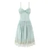Comércio exterior feminino moda francesa doce romântica estampa pastoral alça justa vestido longo para férias na praia
