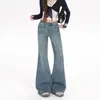 Jeans retro americanos ligeramente picantes para mujer, nuevos pantalones de pierna ancha de tiro bajo, corte holgado, no ajustados, de longitud hasta el suelo