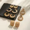 Pendientes Geométricos de Moda Creativos Transfronterizos Europeos y Americanos de Oro de 18 Quilates Personalizados con Circonita Completa Lujo Accesible Pendientes de Gama Alta para Mujer
