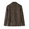 Fabricante de ropa de mujer transfronterizo al por mayor 2026 nuevo blazer de gamuza con estampado de leopardo estilo europeo y americano con abertura irregular en la espalda