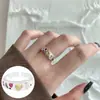 Anel Quadrado Brilhante Versátil Exquisito Personalidade Estilo Coreano para Mulheres, Anel Aberto Irregular Geométrico Fashion Retangular para Dedo Indicador