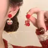 Brincos de Miçangas com Laço Vermelho para Outono e Inverno para Mulheres, Brincos de Alta Qualidade, Novos Brincos Vermelhos Estilo Chinês 2025