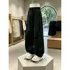 Calças Cargo Largas de Paraquedista, Estilo Americano, Preto Outono, Marca Moderna Masculina, Versátil, Plissadas, Corte Reto, Emagrecedoras, Com Caimento, Calças Casuais Descoladas