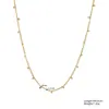 Collar de Acero de Titanio, Cadena Sencilla, Apilable, Lujo Ligero, Versátil, Estilo Ins, Cadena para Clavícula Color Dorado, Cadena para Suéter, Acero de Titanio que No Se Desvanece