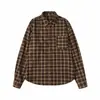 Yidao Vintage 2026 Otoño Nuevo Tendencia Retro Japonesa Versátil Casual Holgada Cepillada Cuadros Manga Larga Camisa