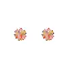 Pendientes de Pétalos de Cristal Coloridos Estilo Mori Moda Bola de Flor Tridimensional Dopamina Bola de Flor Tridimensional Moda Pequeños y Sencillos