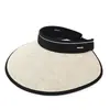Visera de Verano para Mujer, Sombrero de Sol para Protección Solar al Aire Libre, Tendencia Plegable de Paja Transpirable con Ala Ancha para Playa