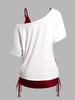 AliExpress Amazon Correa de Hombro Bandera Camiseta de Manga Corta 2 Ropa de Mujer de Dos Piezas