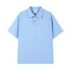 Nueva camiseta polo casual de manga corta de color sólido con cuentas 230g primavera y verano camiseta con solapa pesada top holgado para parejas
