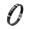 Amazon Venta Caliente Joyería de Acero Titanio Hecho a Mano Cuerda de Cuero Acero Inoxidable Grabado Láser Deporte Hombres Pulsera de Pareja Al Por Mayor