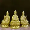 Latão Sanqing Taozu Lingbao Tianzun Taishang Laojun Yuanshi Tianzun Buda Decoração