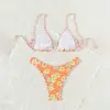2026 Nuevo Modelo Bikini Traje de Baño de Dos Piezas para Mujer con Estampado Doble Correa en el Hombro Traje de Baño al por Mayor Estilo Sujetador Francés