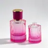 Botella de Spray para Perfume en Stock, Color Degradado, Elegante Botella de Perfume Cilíndrica con Rayas Verticales, Botella Dispensadora Cosmética, Botella Vacía de 30ml
