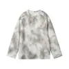 Sudadera con cuello redondo estilo tie-dye americano desgastado para hombre, camiseta de manga larga patchwork, cuello redondo, corte holgado, top casual y versátil para parejas