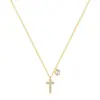 Plata de ley 925 delicada cruz de flor diamante cadena para clavícula de alta calidad estilo francés europeo y americano temperamento collar de personalidad INS