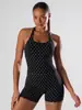 Top Regata Esportivo Yoga de Bolinhas com Gola Redonda de Alta Elasticidade Transfronteiriço com Gola Nadador Conjunto Dividido para Fitness Corrida ao Ar Livre