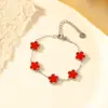 Pulseira de Trevo de Cinco Folhas Dopamina Dupla Face Versão Alta Transfronteiriça Luxo Leve Simples Senso Avançado 18k Não Desbota Cor Joga