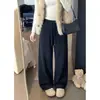 Foto Real Outono 2026 Novo Calça Larga Casual de Cintura Alta com Cordão e Caimento Calças Femininas 25909