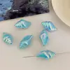 Contas de Concha Coloridas Acrílicas Bicolores com Furo Reto Galvanizadas a UV, Contas Soltas de Concha Iridescentes com Furo Passante, Acessórios de Miçangas para Corrente de Celular DIY