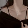 Collar de lujo con cruz de diamantes de doble capa y cadena de clavícula, colgante multicapa moderno de celebridades de Internet para mujer.