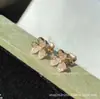 Vanjia Banhado a Ouro 18K Trevo da Sorte Pétala Trevo Completo com Diamante Corrente para Clavícula Pingente de Flor Única Anel de Flor Estilo Ins