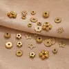 Acessórios de Joias DIY em Aço Inoxidável Banhado a Ouro 18K, Base de Flor de Contas Tridimensional, Colar, Pulseira, Separador de Base de Flor de Contas