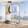 Cabide de Roupas de Aço Inoxidável de Chão Dobrável para Interior Casa Varanda Quarto Varal Retrátil para Secar Roupas e Colchas