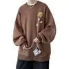 Camiseta Interior de Sudadera para Hombre con Cuello Redondo, Estilo Hong Kong, Talla Grande, Camiseta de Manga Larga Juvenil de Gama Alta, Sensación de Invierno