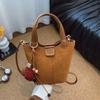 Bolso Texturizado para Mujer 2025 Otoño Nuevo Estilo de Alta Apariencia Moda Bolso Cubo Estilo Extranjero Bolso de Hombro Cruzado