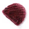Sombrero de Piña Espiral Hecho de Piel de Conejo Rex, Gorro de Cuero Tejido de Invierno Cálido Engrosado para Mujer, Espiral Engrosado para Personas Mayores