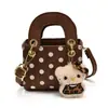 Bolsa Quadrada Pequena Única com Bolinhas Lady Diana, Nova Moda Versátil de Luxo Leve para o Dia a Dia Estilo Coreano Tendência Mini Bolsa Transversal para Meninas