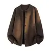 Cárdigan de Punto Retro Estilo Perezoso con Botones de Color Contrastante para Hombres y Mujeres Otoño Tendencia Marca Estilo Old Money Chaqueta de Punto Mezcla de Lana