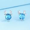 Pendientes de asta de ciervo de plata de ley S925, diseño de nicho femenino, pendientes de alce de alta gama, pendientes de lujo con luz navideña.