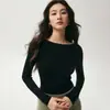 Suéter Yangzi de lana 100% pura, hilado fino, sin costuras, calibre 18, para mujer, estilo fino, escote asimétrico, corte ajustado, capa base, ropa interior