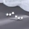 Pendientes Simples de Estrella de Plata Pura S999 para Mujer, Diseño de Nicho, Pendientes de Estrella de Cinco Puntas Brillantes de Alta Gama, Accesorios para Viajar al Trabajo