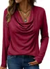 Ropa de Mujer Transfronteriza de Comercio Exterior Europeo y Americano, Artículo Más Vendido en Amazon, Top de Commuter Holgado Adelgazante de Manga Larga de Cuello Alto para Primavera/Verano/Otoño