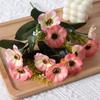 Ramo pequeño de flores artificiales de 5 tenedores y 10 cabezas de cerezo de primavera, de seda, para bodas, hoteles, hogar, sala de estar, adornos, decoración, foto