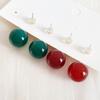 Aretes Transfronterizos de Aguja de Plata S925 con Ágata Roja y Verde Nuevos Aretes Elegantes de Alta Gama de Chinoiserie Aretes Personalizados Simples y Elegantes