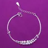 Tobillera de Plata de Múltiples Capas con Hilo Doble de Dieciocho Perlas Estilo Eaby Aliexpress, Fabricante Mayorista de Joyería para Pies de Comercio Exterior Pulsera de Plata