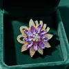 Broche Japonês Coreano Exquisito de Cristal de Lua Flor Folha Moda para Terno Vestido Lapela Corsage Acessórios de Zircônia Mulheres