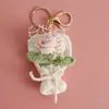 Dulce Colgante de Ramo Tejido a Mano, Elaborado Adorno de Ramo de Flores de Ganchillo de Hilo, Encanto Creativo de Bolso de Flores Hecho a Mano