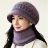 Chapéu de Inverno Feminino Proteção de Orelha Chapéu de Lã Tricotado Quente Engrossado Proteção contra Frio Pessoas de Meia-Idade e Idosos Mãe Avó Chapéu de Algodão com Forro de Veludo