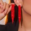 Pendientes Negros Cinco Explosiones Navideñas Electroforesis No Se Desvanecen Rojo Borla Larga Moda para Mujer Pendientes de Tuerca de Alta Gama