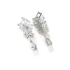 Pendientes Transfronterizos Nuevos de Borla Hoja Sensación de Alta Gama Zircón Vestido Accesorios Cena Pendientes de Borla Hoja Aguja de Plata Mujeres
