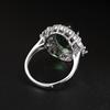 Anillo abierto de esmeralda con imitación de corindón para mujer, de lujo, ovalado y lleno de diamantes, con oferta especial en directo de celebridades de Internet.