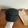 Exportado para o Japão, chapéu de jornaleiro estilo Yamamoto com topo reto plissado para mulheres, novo estilo retrô japonês de outono e inverno, chapéu de equitação que afina o rosto