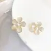 Aretes para mujer con pasadores de plata 925, aretes de flor de perla sintética, accesorios, colgantes de oreja, estilo bosque, vintage coreano 2026 estilo hada