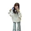 Sudadera con capucha y cremallera de retazos a cuadros estilo retro americano para mujer, Nuevo estilo Otoño 2025, Cárdigan holgado